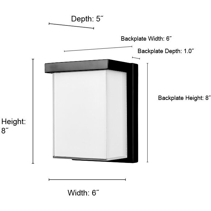 Sommar LED 8 inch Powder Coated Black Outdoor Wall Sconce